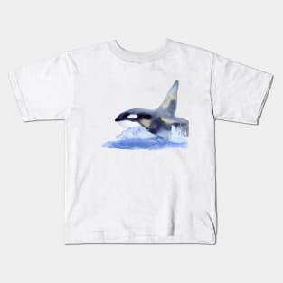 Orca in Watercolor and Gold Kids T-Shirt